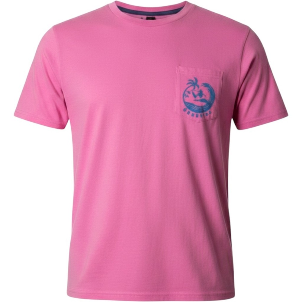 Chubbies Mens Pink Graphic Pocket T-Shirt Surfer Wave Palm Tree Medium NEW